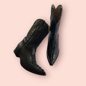 CABALLO DORADO BLACK ALLIGATOR COWBOY BOOTS